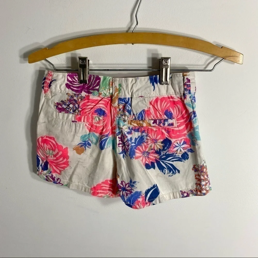 Old Navy Floral Shorts Sz 7 Kids Girls White Pink